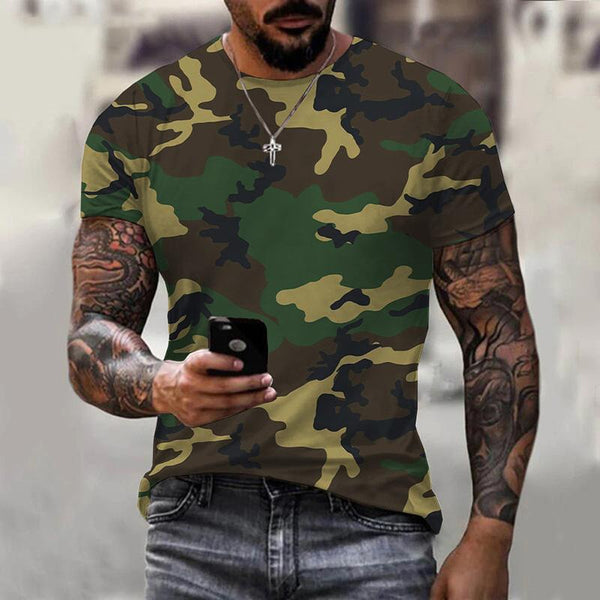 Men's Crew Neck Camouflage Short Sleeve T-Shirt 68297644YM