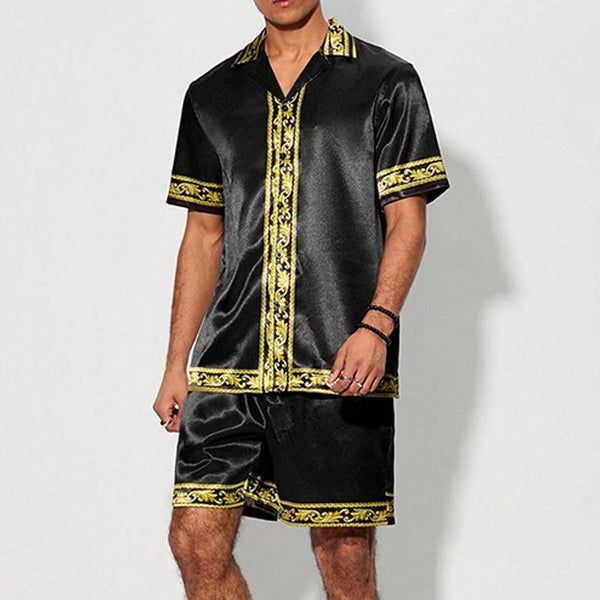 Men's Hawaiian Print Shirt Resort Set 95812514YM