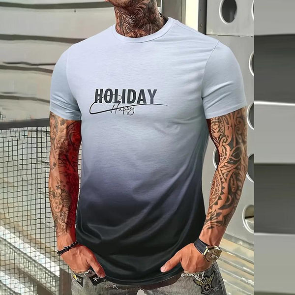 Men's Color Gradient 3D Printed Short Sleeve T-shirt 73625395YY