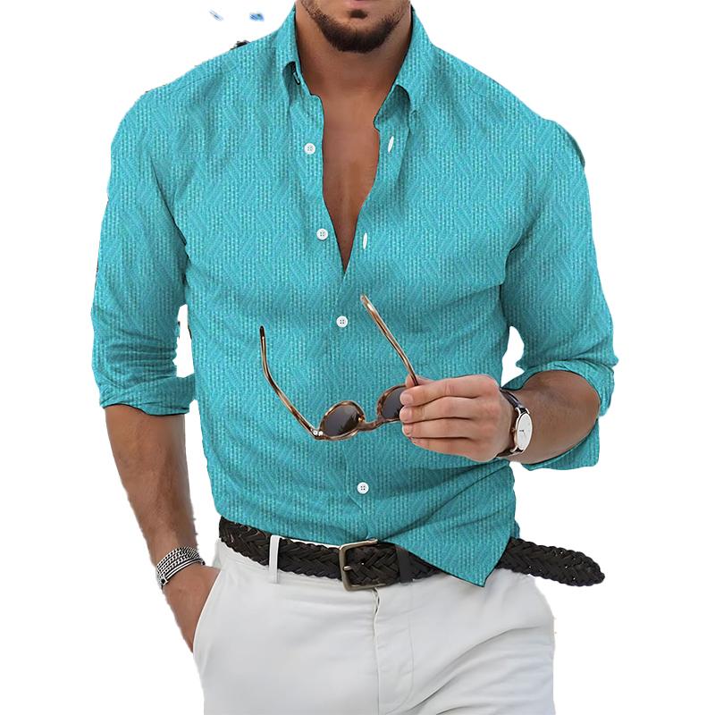 Men's Single Breasted Long Sleeve Shirt 09898943YM