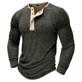 Men's Long Sleeve T-shirt Outdoor Bottoming Henley Shirt 67667932L