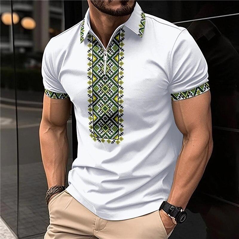 Men's Lapel Short Sleeve Polo Shirt 35944588YM