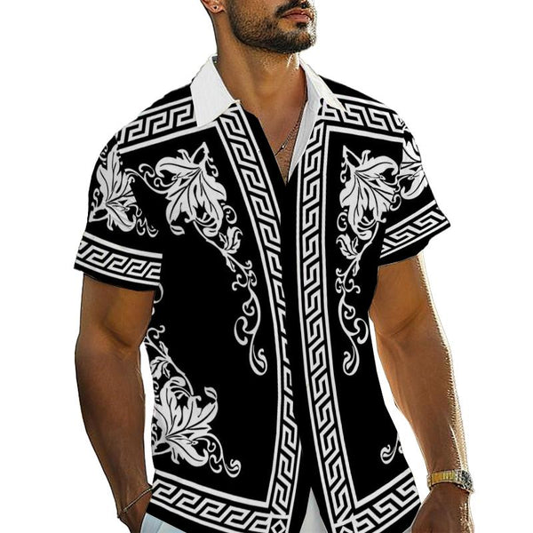 Men's Retro Print Short Sleeve Shirt 49875773YM