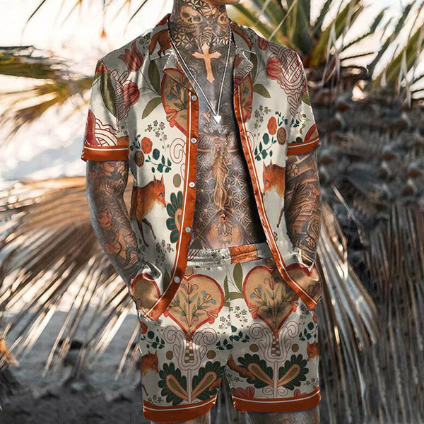 Men's Short Sleeve Shirt Beach Suit 98030214YM