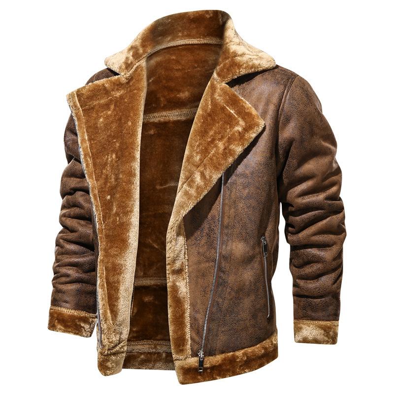 Men's Sherpa Leather Fleece Jacket 76526738YM