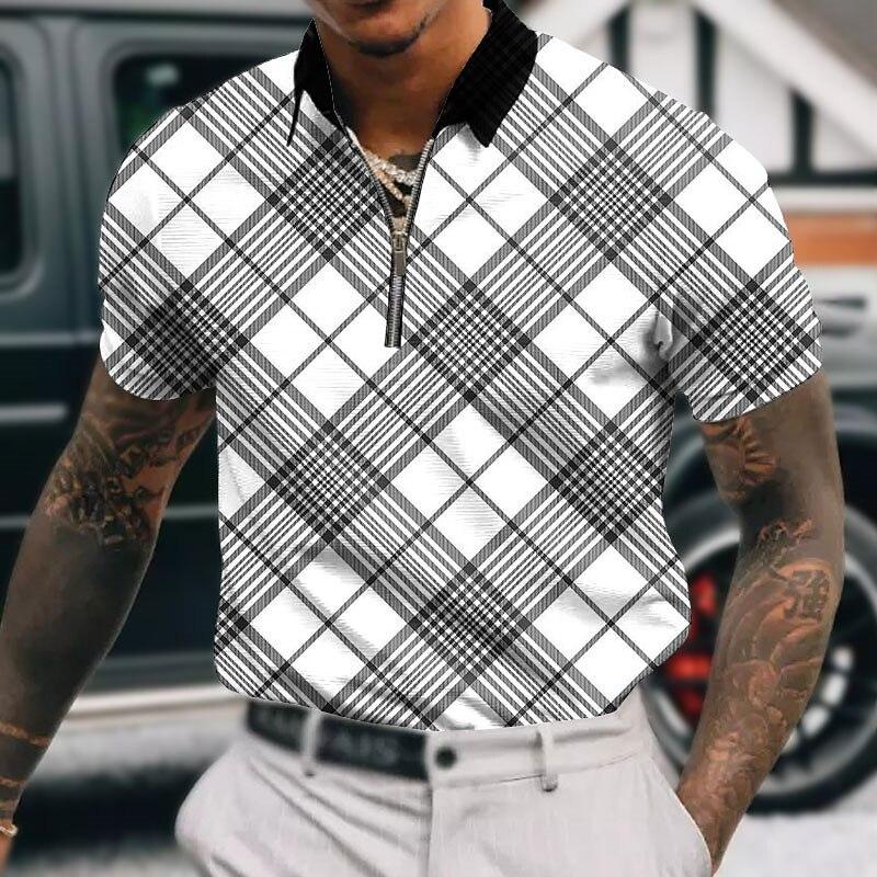 Men's Plaid Short Sleeve Polo Shirt 32230006L
