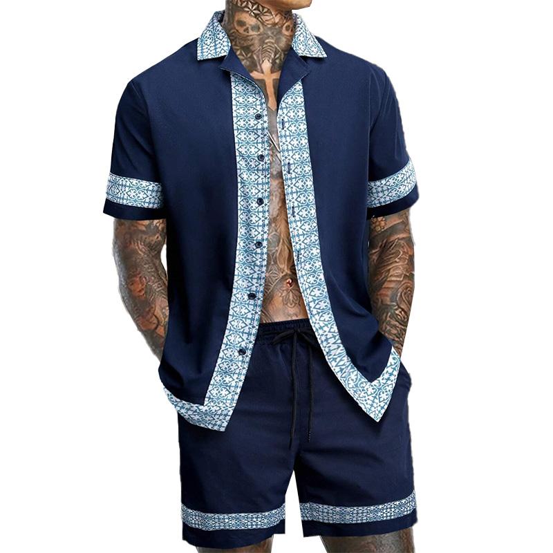 Men's Hawaiian Print Shirt Resort Set 51013233YM