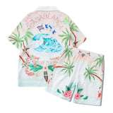Men's 2 Pice Retro Printed Hawaii Short Sleeve Shirt and Shorts Sets 46318625YY