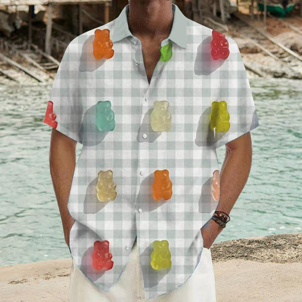 Men's Gummy Bear Printed Short-Sleeved Shirt 00587081YY