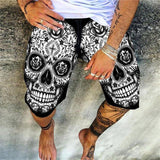 Men's Skull Printed Casual Shorts Fashionable Hawaiian Resort Beach Shorts 96415120L