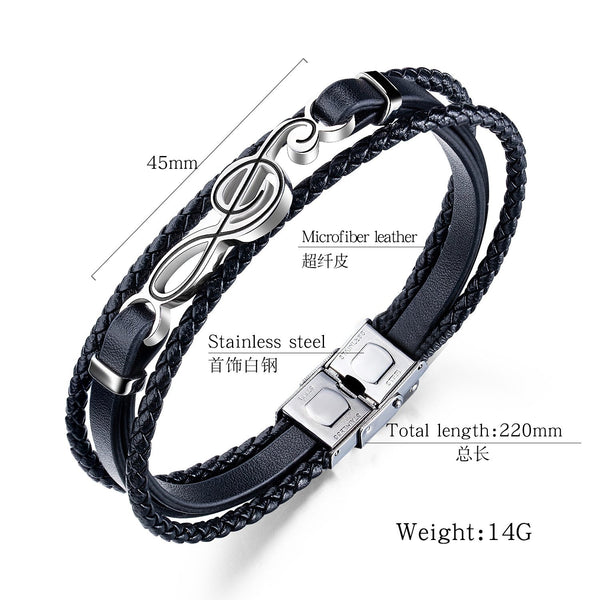 Men's Woven Musical Note Leather Bracelet 41750331YM