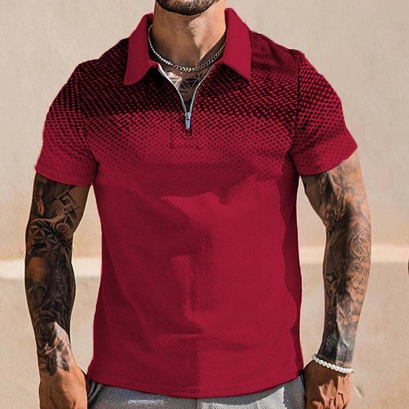 Men's Printed Lapel Short Sleeve Polo Shirt 79008118YM