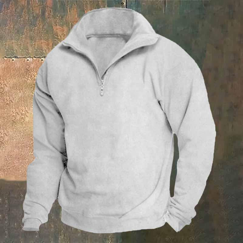 Men's Solid Color High-Neck Half Zip Sweatshirt 25735339YY