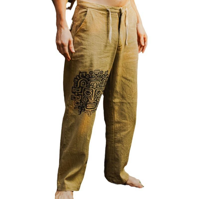 Men's Ethnic Print Loose Drawstring Casual Trousers 37077603L