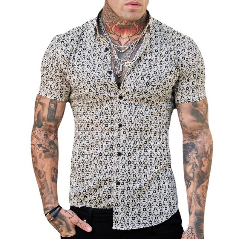 Men's Casual Printed Short Sleeve Shirt 54410536L