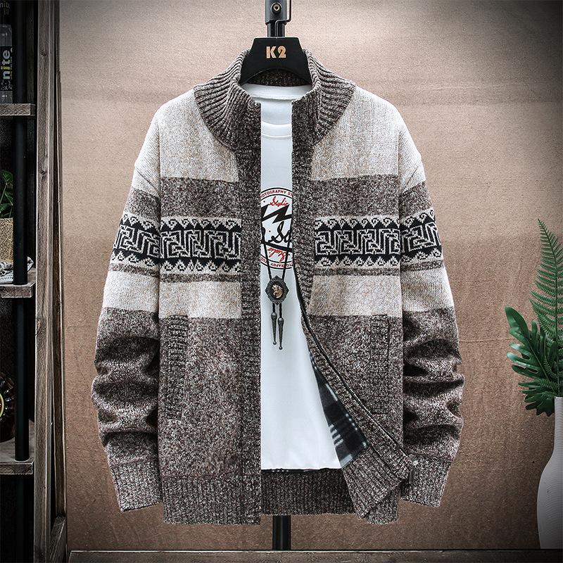 Men's Cardigan Sweater Zipper Collar Casual Knitwear 19403413L