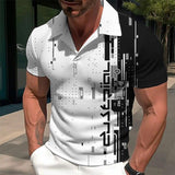 Men's 3d Printed Long Sleeve Polo Shirt 97198750YY