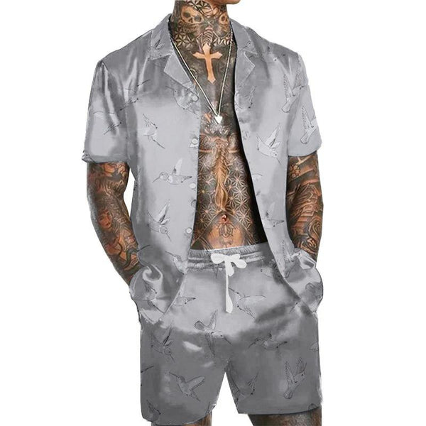 Men's Casual Short Sleeve Shirt Set 96053791L