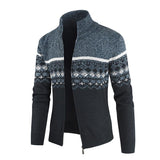 Men's Stand Collar Color Block Knitted Cardigan 20516380L