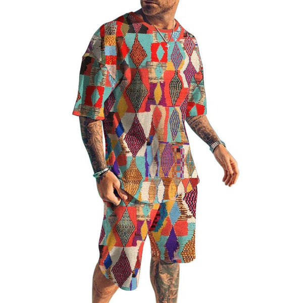 Men's Shorts Short-sleeved 3D Printed T-shirt Casual Suits 03836927YY