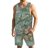 Men Tropical Floral Tank Hawaiian Beach Shorts Sets 83291397YY