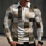 Men's Fashion Color Contrast Plaid Polo Shirt 18534006YY