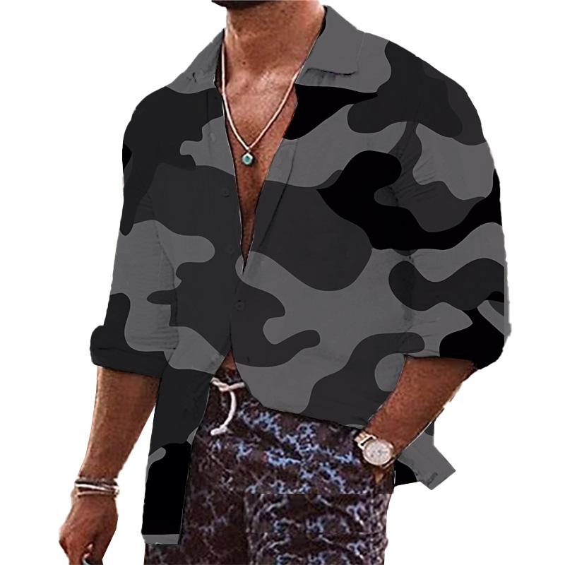 Men's Camouflage Print Long Sleeve Shirt 29829490YM