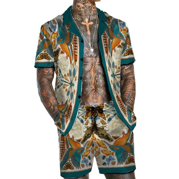Men's Vintage Hawaiian Short Sleeve Shirt Set 27419007YM