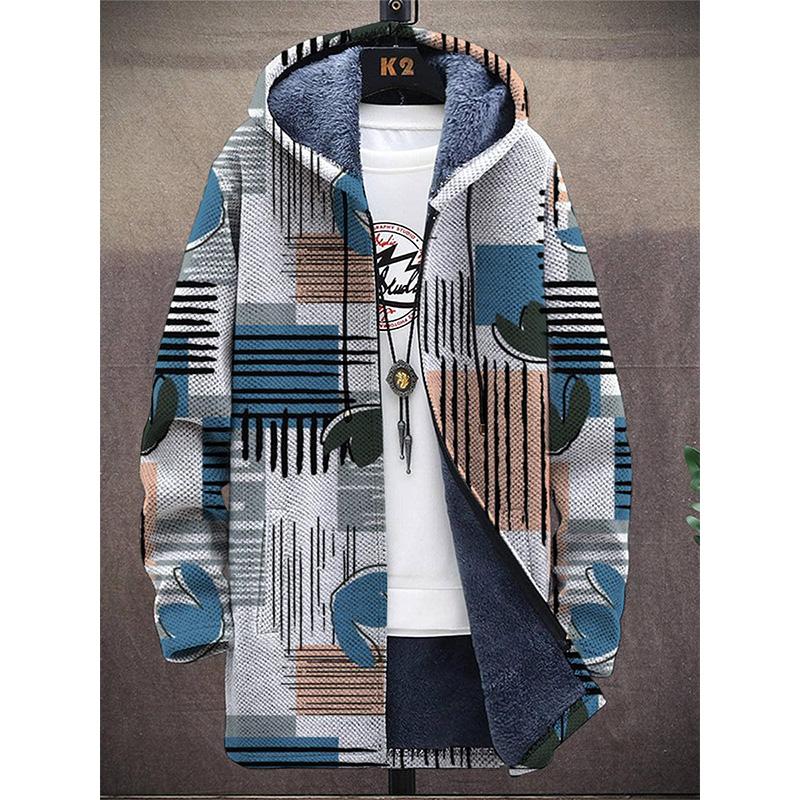 Men's Printed Hooded Fleece Jacket 24368468YM