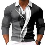 Men's Fashion 3D Printed Long Sleeve Polo Shirt 14367825YY