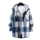 Men's Thickened Brushed Hooded Shirt 90392541YM