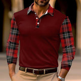 Men's Plaid Long Sleeve Polo Shirt 68565330YM