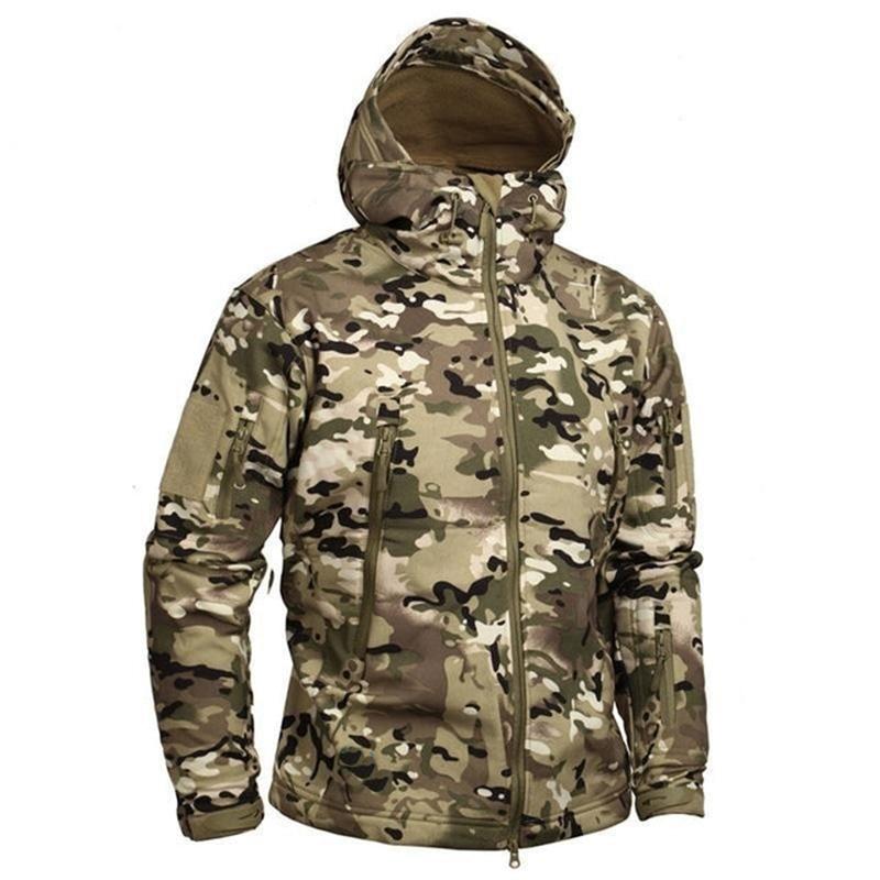 Men's Military Camo Style Soft Shell Hooded Jacket 71261361YM