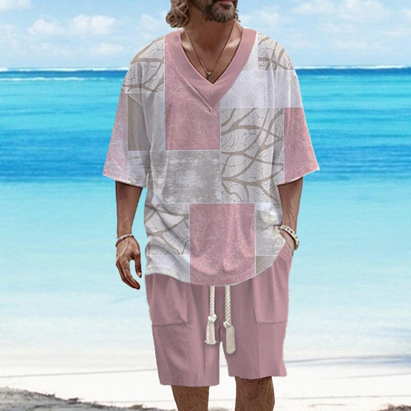 Men's Art Casual Printed Short Sleeve Suit 10323374YY