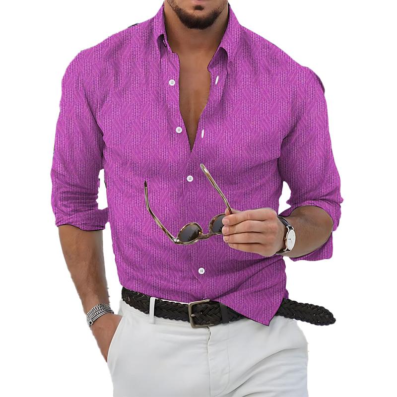 Men's Single Breasted Long Sleeve Shirt 09898943YM