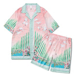 Men's 2 Pice Retro Printed Hawaii Short Sleeve Shirt and Shorts Sets 03102845YY