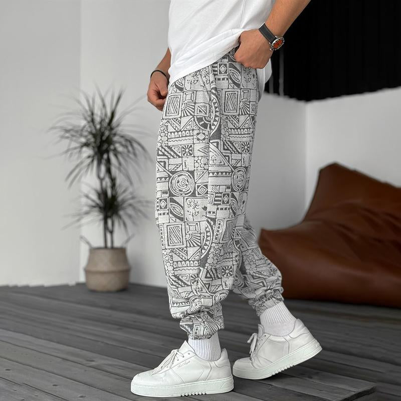 Men's Retro Loose Printed Jogging pants 40266721YY