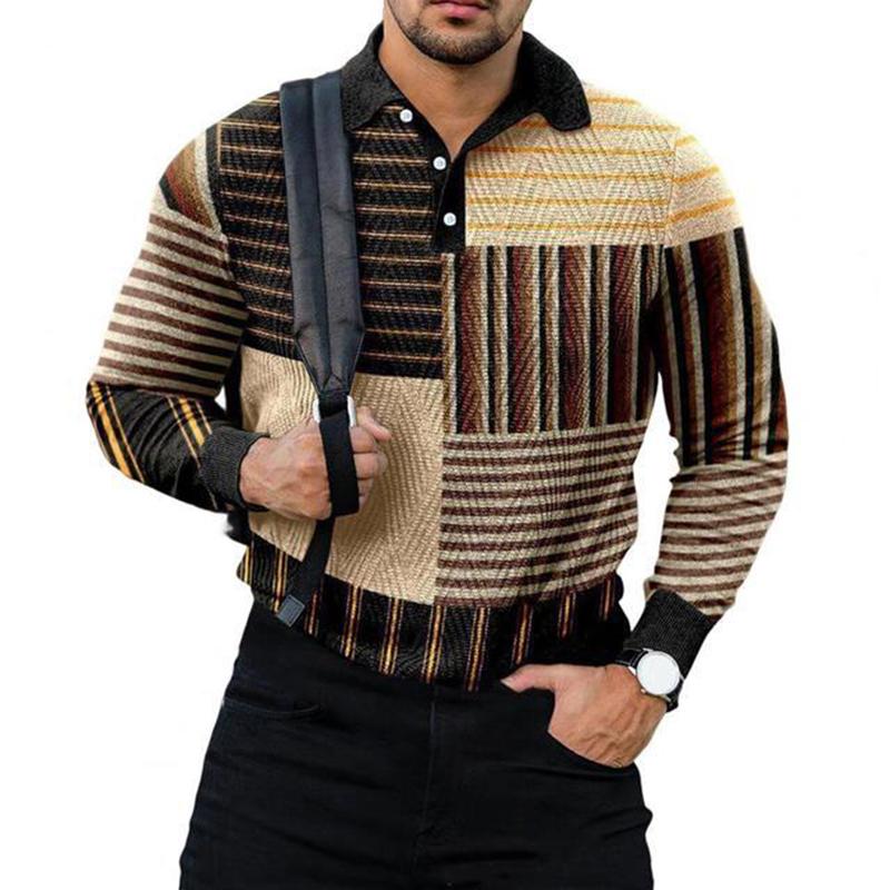 Men's Casual Long Sleeve Polo Shirt 04022639YM