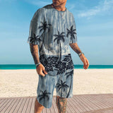 Men's Palm Printed Shorts Short-Sleeved T-Shirt Casual Sets 23297586YY