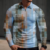 Men's 3D Geometric Lattice Printed Polo Shirt 30576166YY