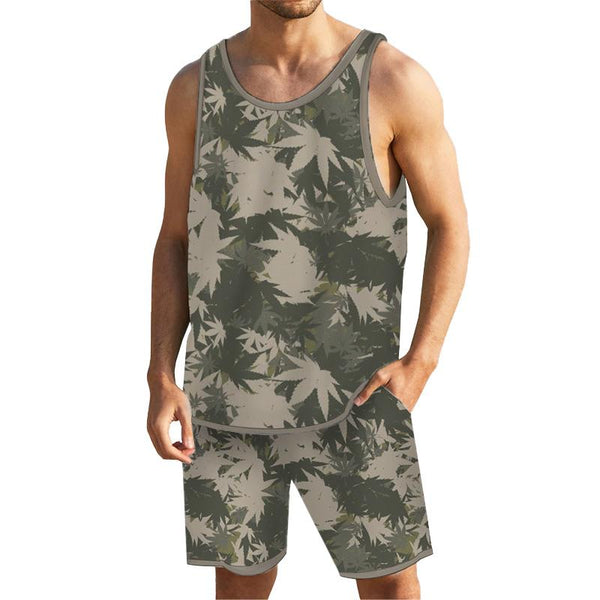 Men's Camouflage Printed Tank Hawaiian Beach Shorts Sets 40390683YY