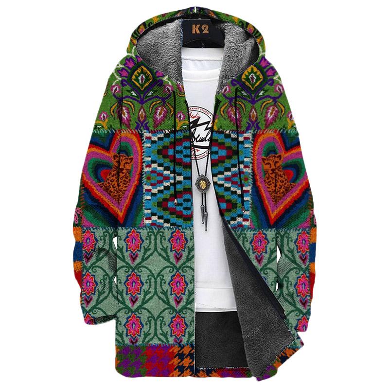 Men's Printed Hooded Fleece Jacket 24944097YY