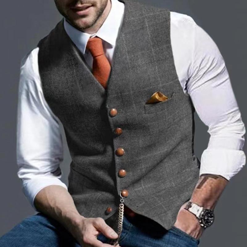 Men's Casual Printed Slim Fit Vest 87410827YM