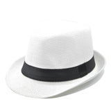 Men's Retro Hollow Curled Gentleman's Straw Hat 72536996YM