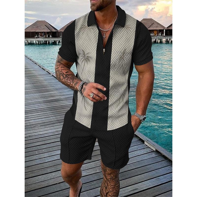 Men's Printed Short Sleeve POLO Suit 60325024YM