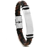 Men's Casual Leather Braided Titanium Steel Leather Bracelet 62134799YM