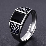 Mysterious Totem Ring Obsidian Ring Retro Oil Drop Gemstone Ring 05286359L