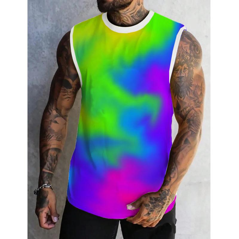 MEN'S SPRING/SUMMER PRINTED REGULAR FIT CREW NECK VEST 80121750YM