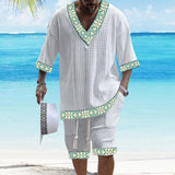 MEN'S ART CASUAL PRINT SHORTS SET 09758780YM