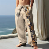 Men's Beach Drawstring Elastic Waist All Seeing Eye Print Comfortable Casual Resort Pants 25570196L